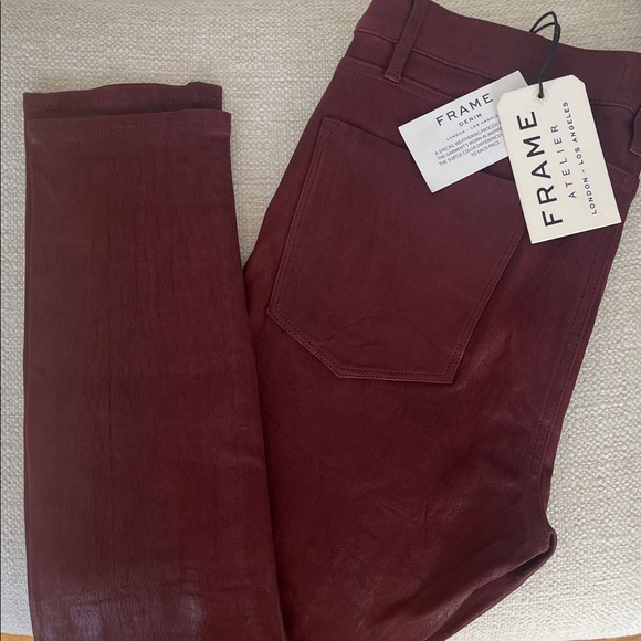 FRAME Atelier real lamb leather pants burgundy size 30 le skinny de Jeanne - Picture 10 of 10